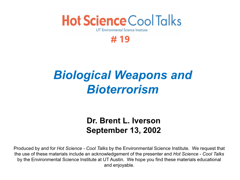 Biological Weapons and Bioterrorism (PDF)