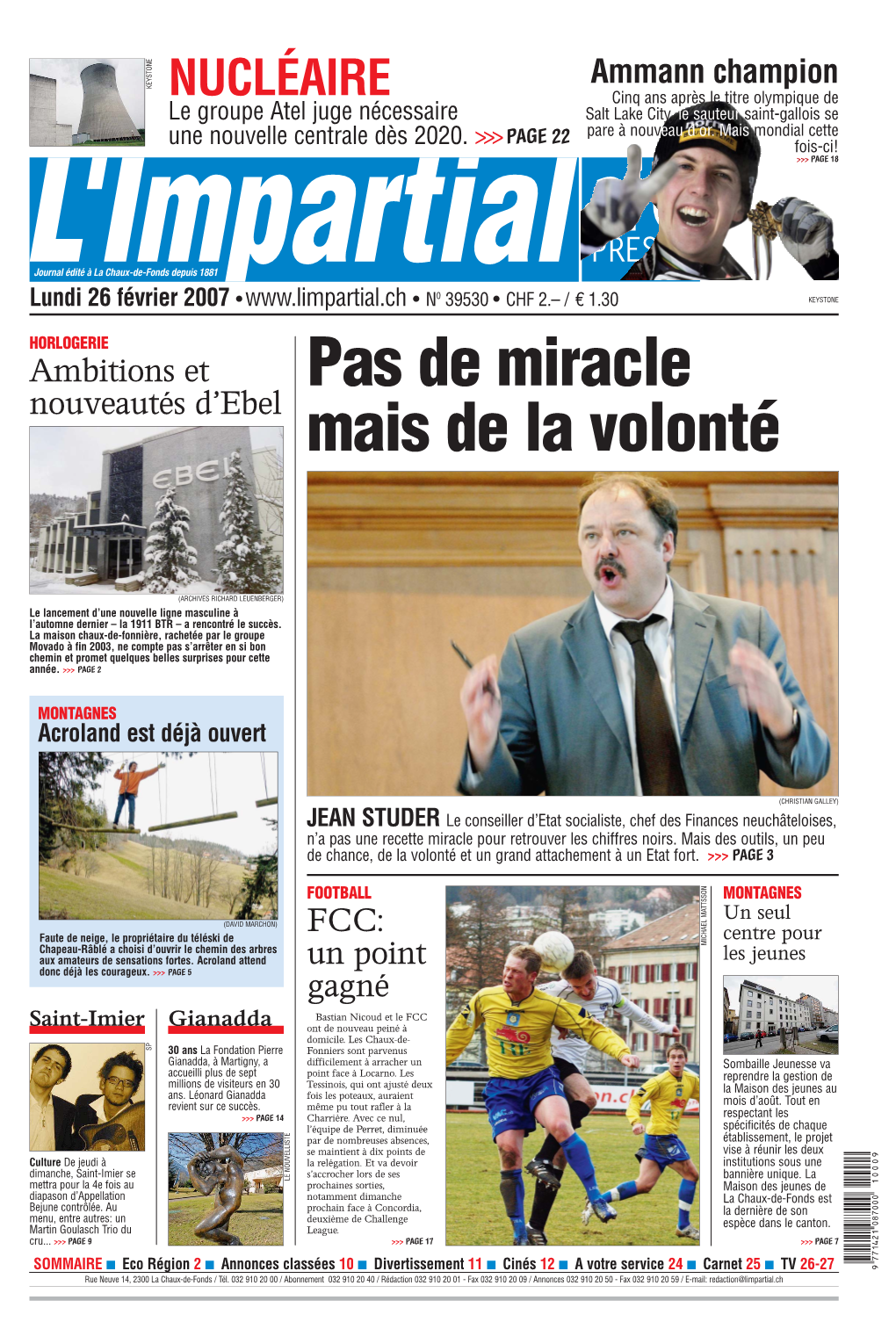 Edition Du 26 Février 2007
