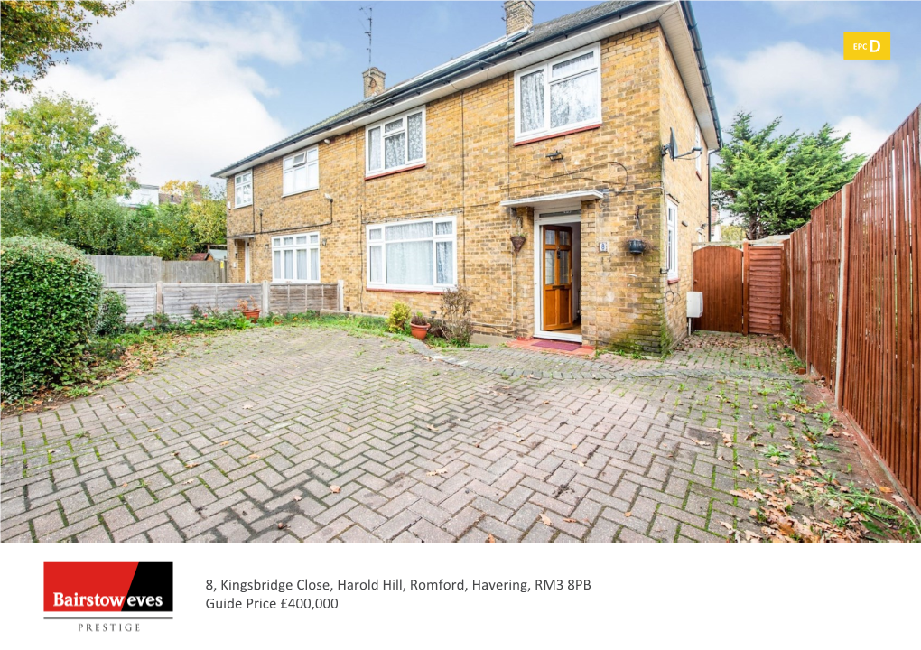 8, Kingsbridge Close, Harold Hill, Romford, Havering, RM3 8PB Guide Price £400,000