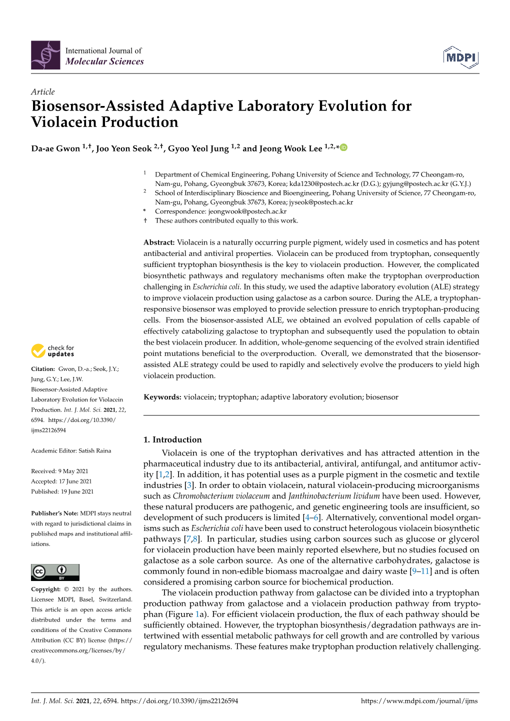 Biosensor-Assisted Adaptive Laboratory Evolution for Violacein Production