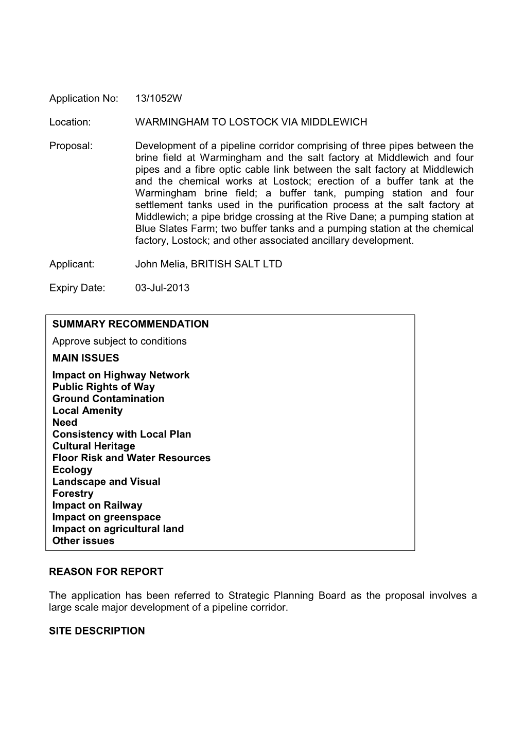 WARMINGHAM to LOSTOCK VIA MIDDLEWICH Proposal