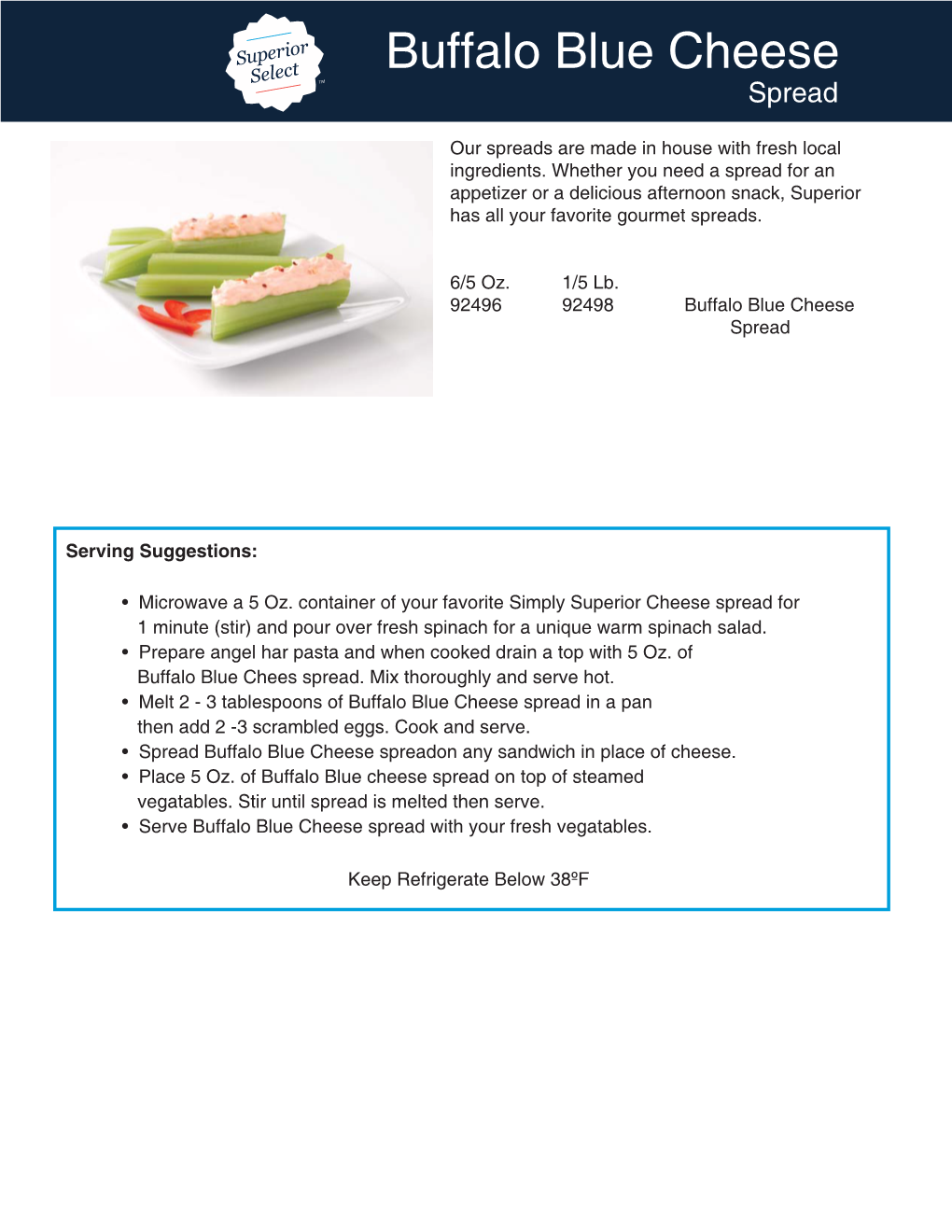 Buffalo Blue Cheese Spread Specification Sheet.Ai