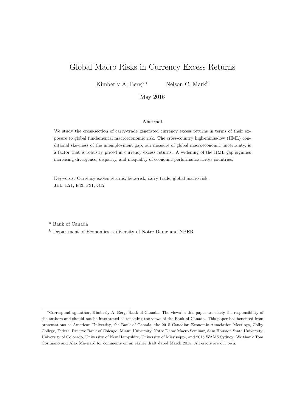 Global Macro Risks in Currency Excess Returns