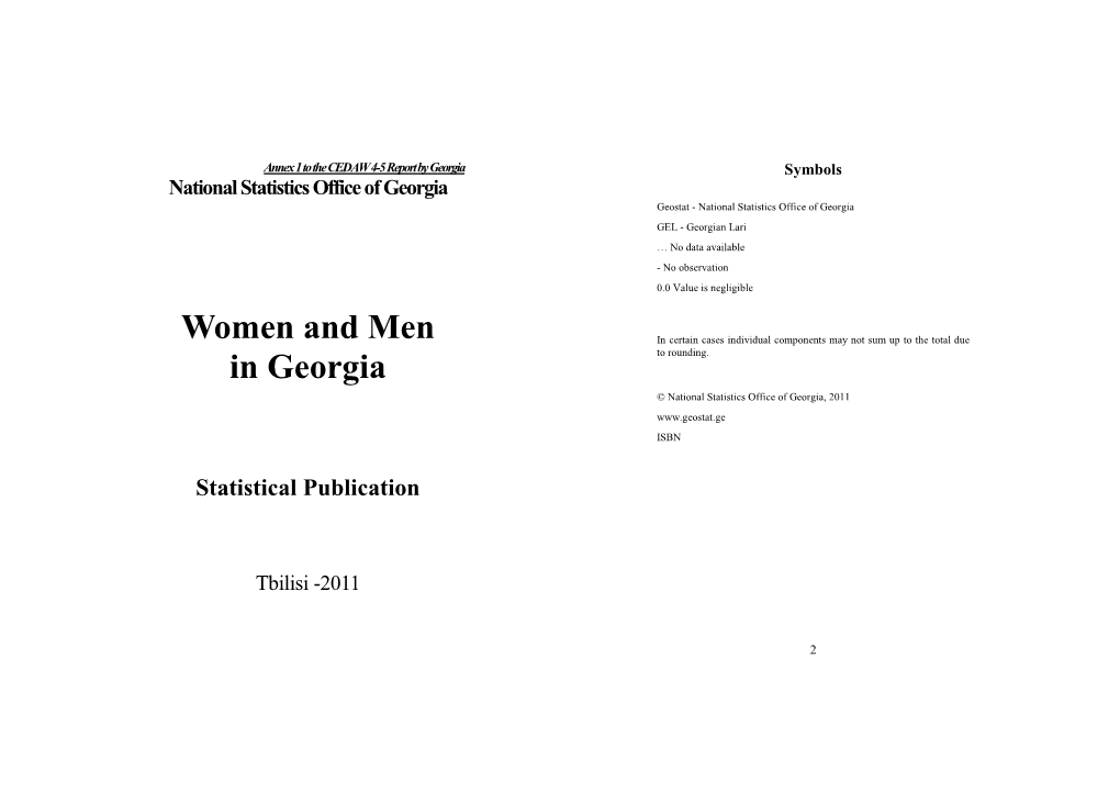 Women and Men in Georgia” Is the Sixth Statistical Publication on “Guide for Gender Statistics Users”