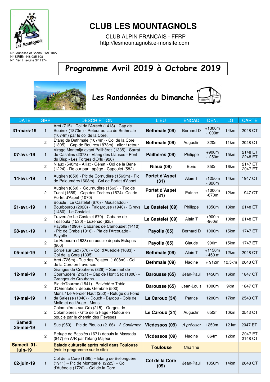 Programme Papier Avril-Octobre 2019