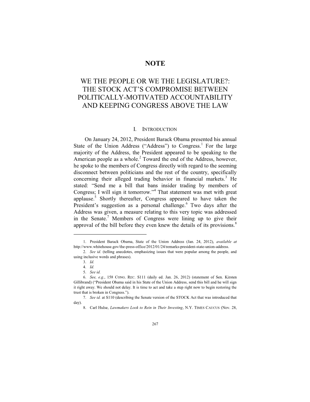 The Stock Act's Compromise Between Politically-Motivated Accountability