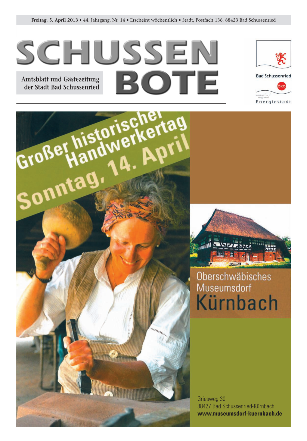 Amtsblatt Und Gästezeitung Der Stadt Bad Schussenried