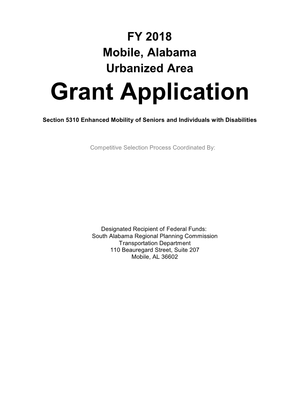 Section 5310 Enhanced Mobility of Seniors and Individuals with Disabilities