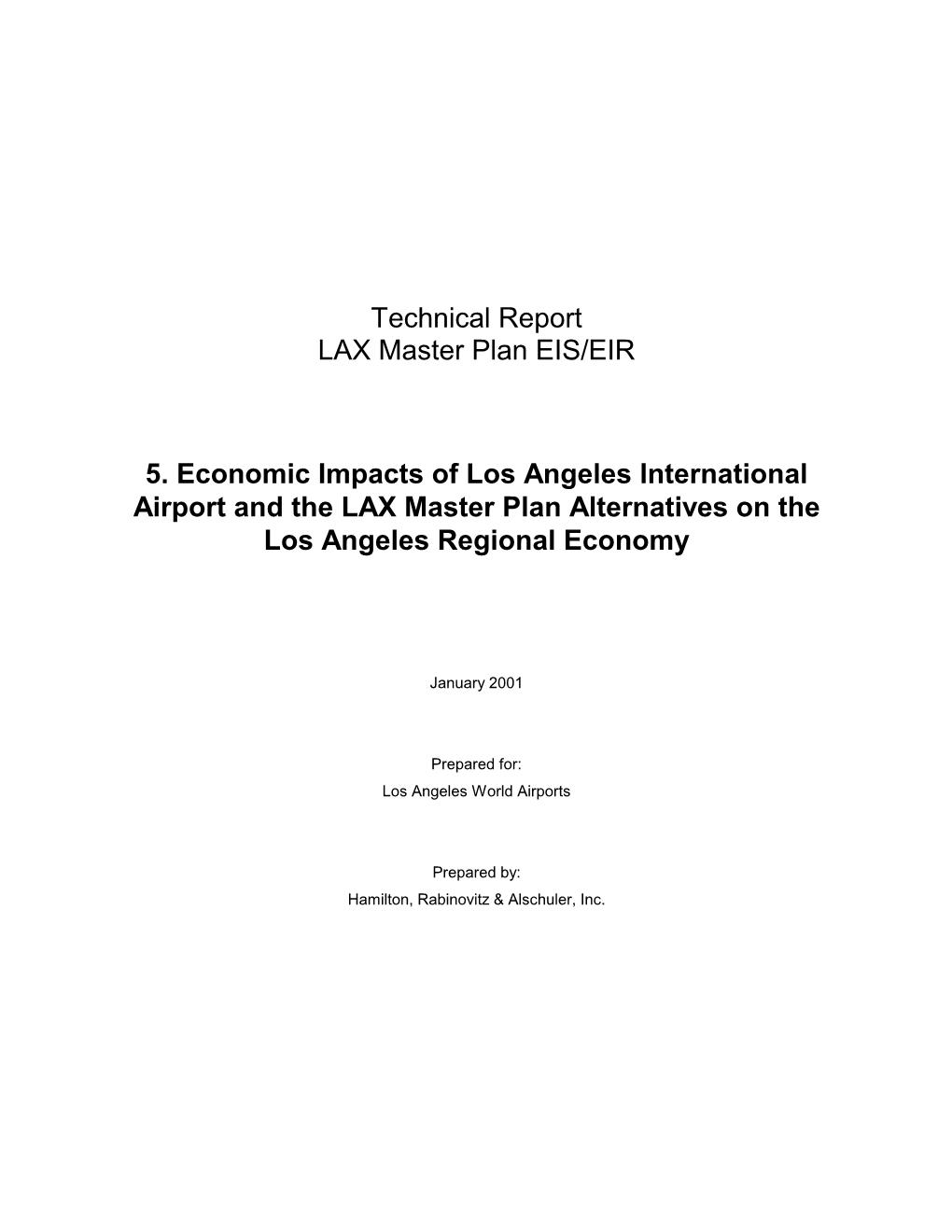 Technical Report LAX Master Plan EIS/EIR 5. Economic Impacts Of