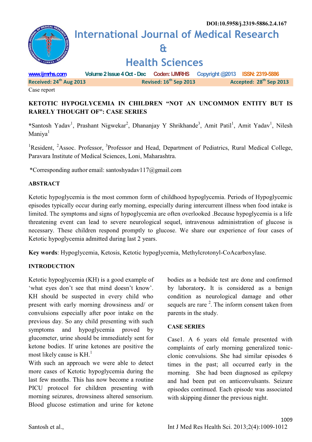 Ketotic Hypoglycemia in Children Â