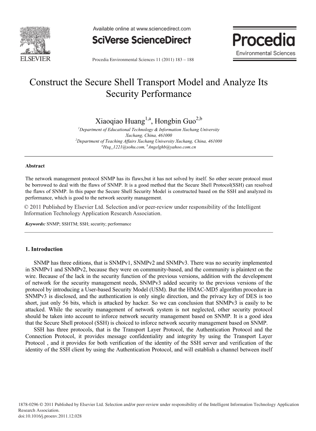 Construct the Secure Shell Transport Model and Analyze Its Security Performance