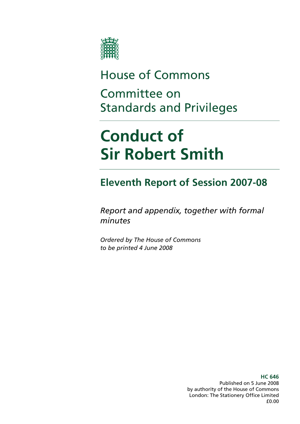 Conduct of Sir Robert Smith