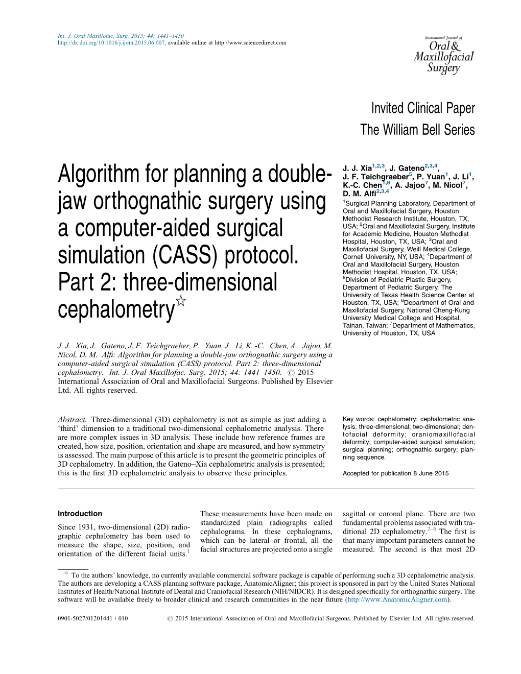 Algorithm for Planning a Double- Jaw Orthognathic Surgery Using a Computer-Aided Surgical Simulation