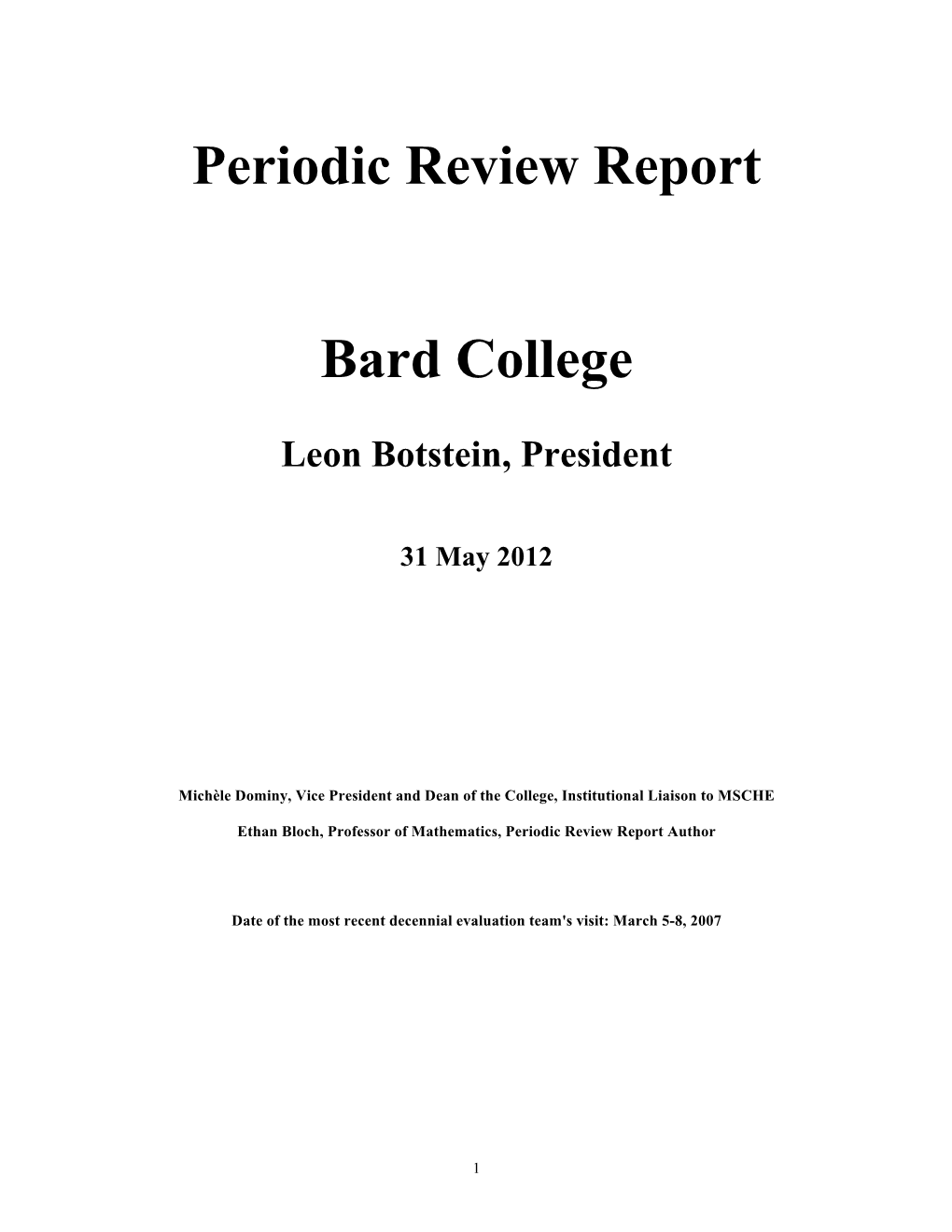 Periodic Review Report Bard College