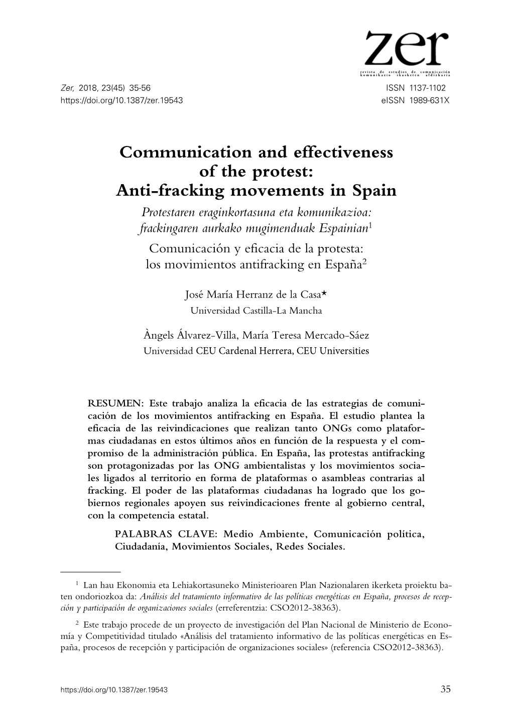 Communication and Effectiveness of the Protest: Anti-Fracking