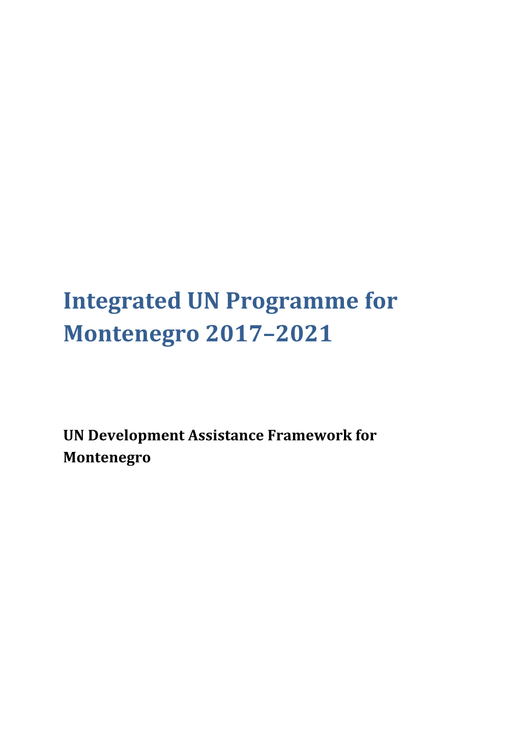 Integrated UN Programme for Montenegro 2017–2021