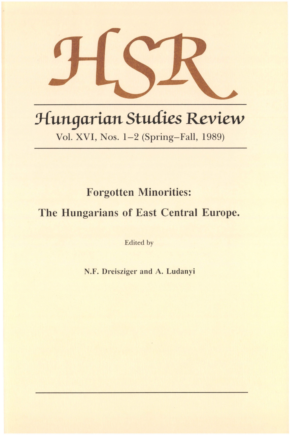 Hungarian Studies Review Vol