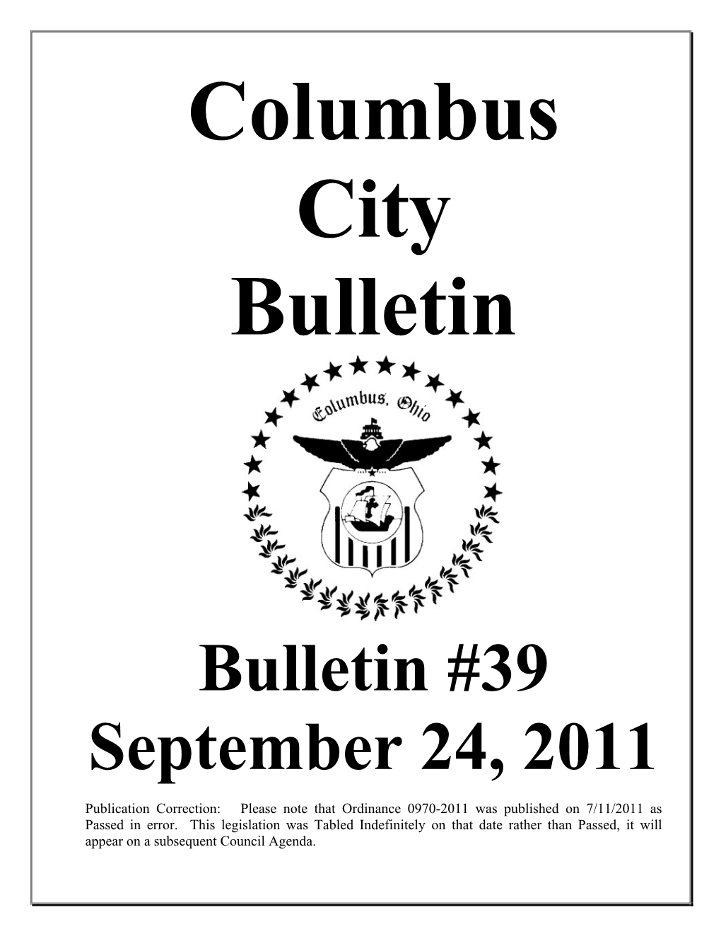 Bulletin #39 September 24, 2011