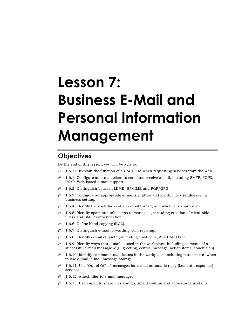 Business E-Mail and Personal Information Management