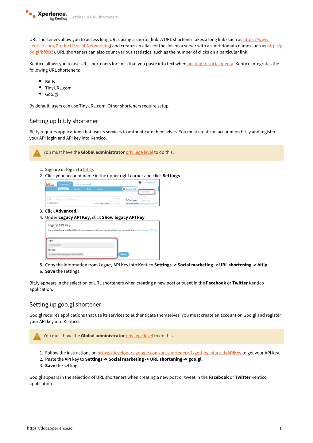 Setting up Bit.Ly Shortener Setting up Goo.Gl Shortener