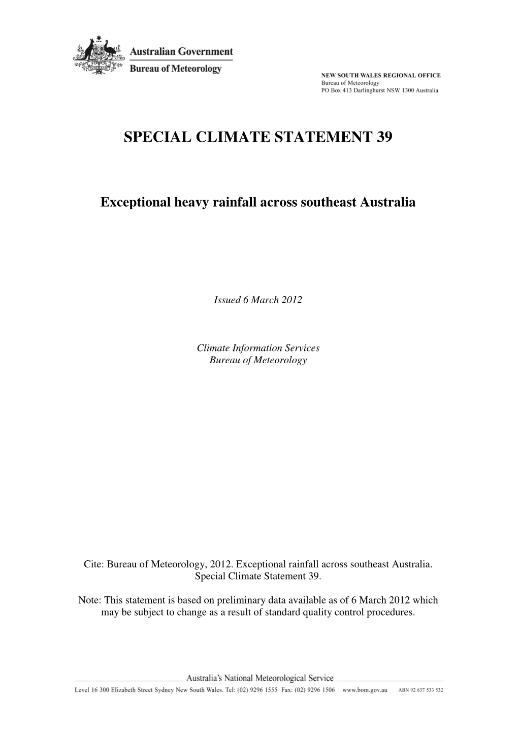 Special Climate Statement 39