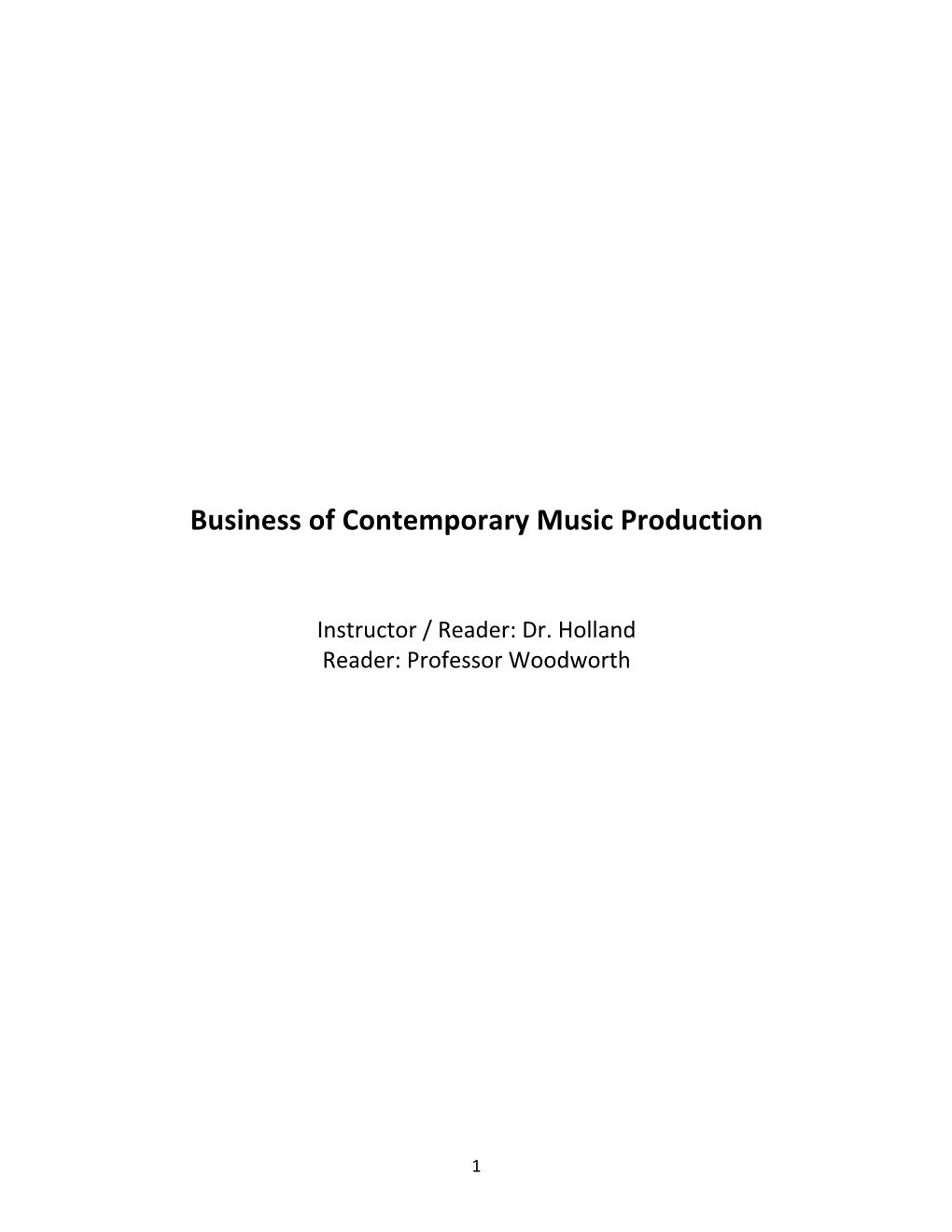 Business of Contemporary Music Production