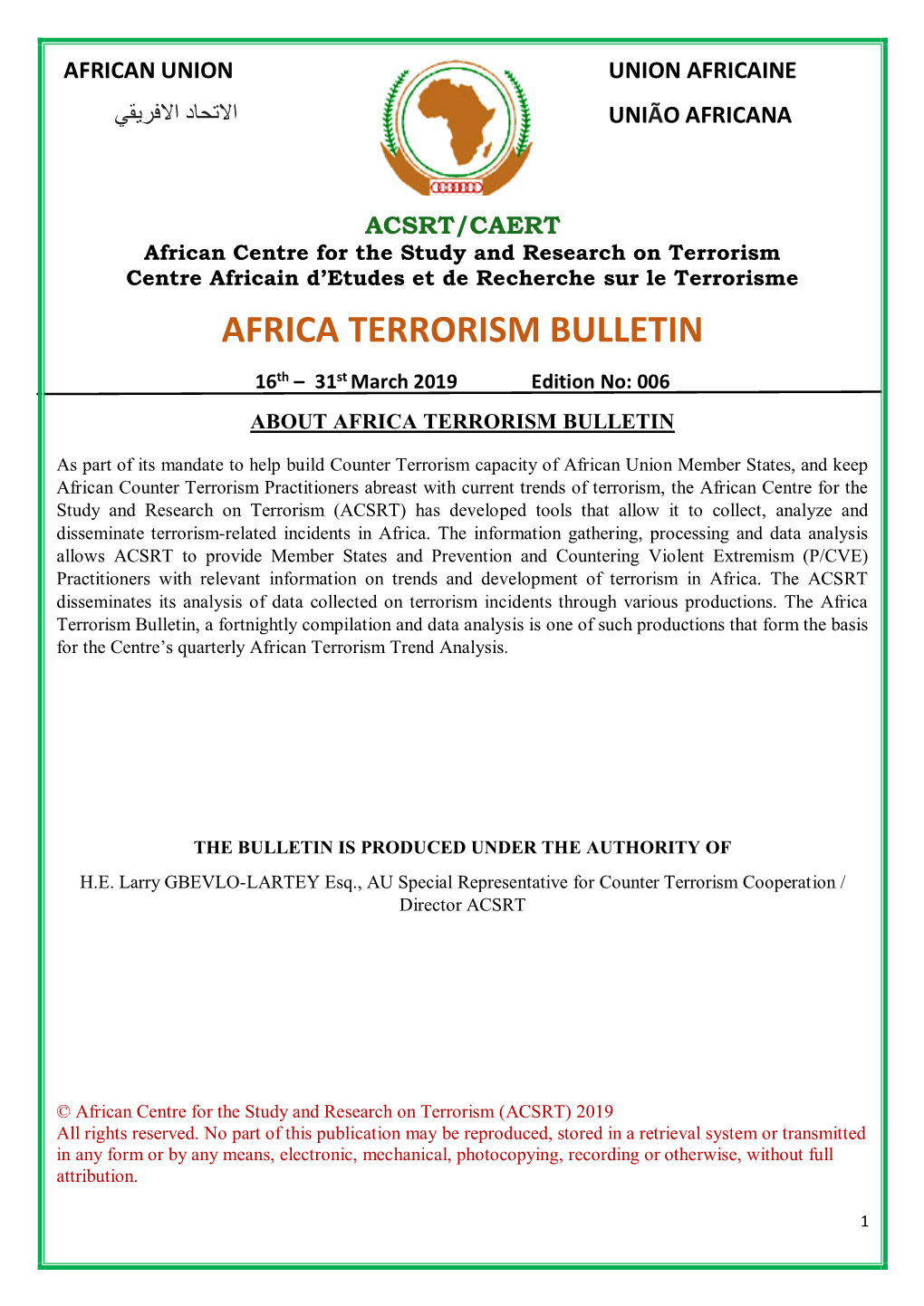 Africa Terrorism Bulletin Issue