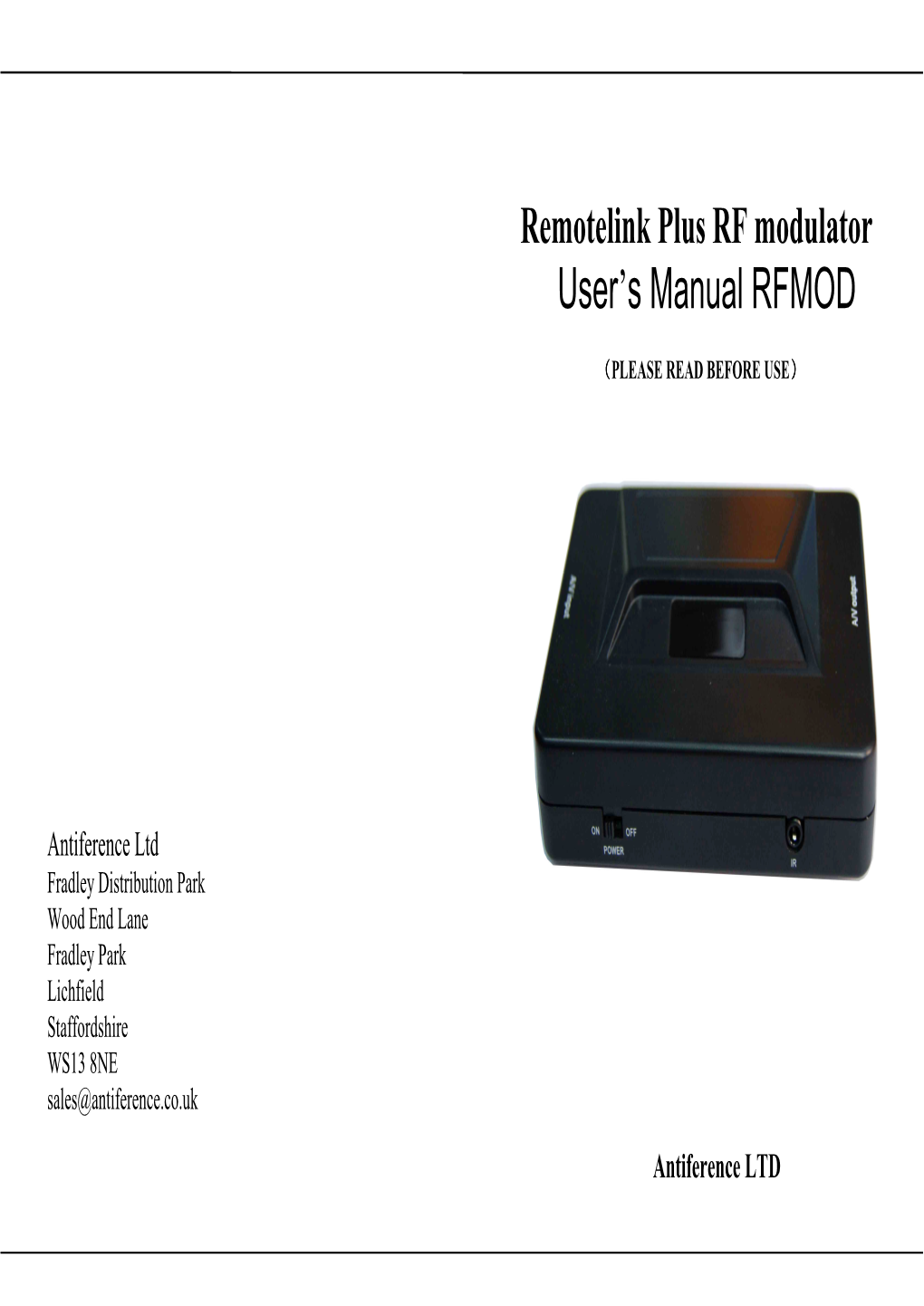 Remotelink Plus RF Modulator User ’S Manual RFMOD