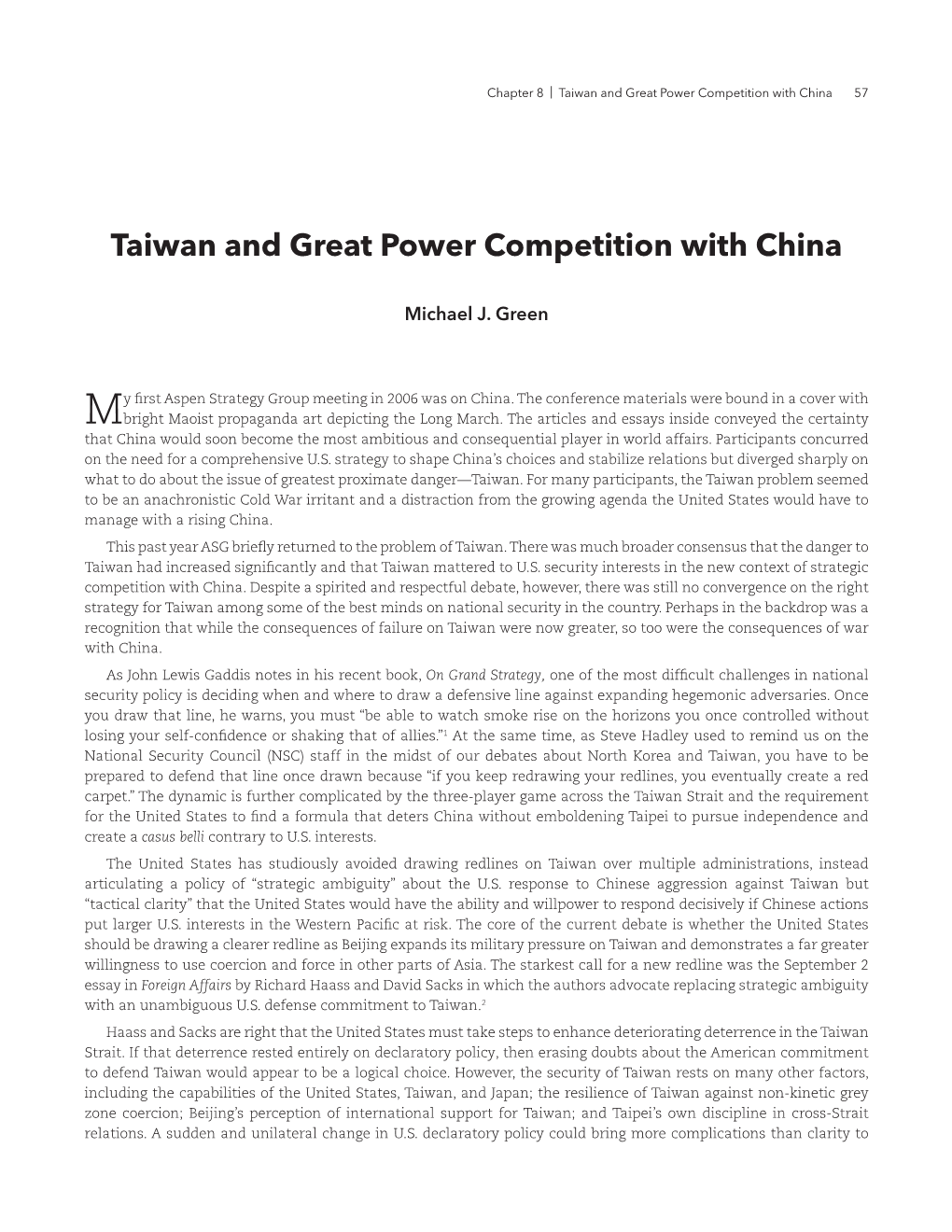 Taiwan and Great Power Competition with China 57