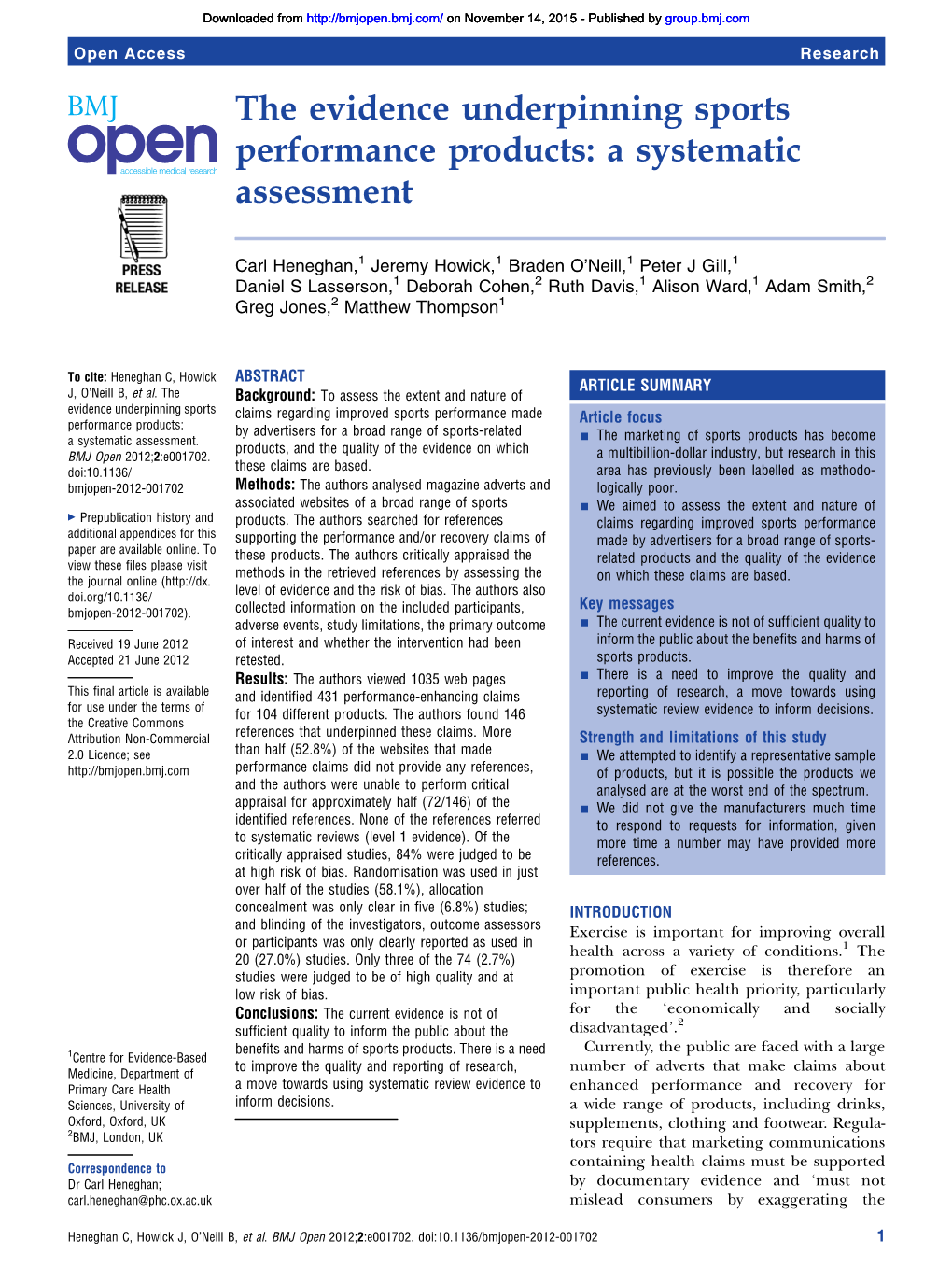 The Evidence Underpinning Sports Performance Products: a Systematic Assessment