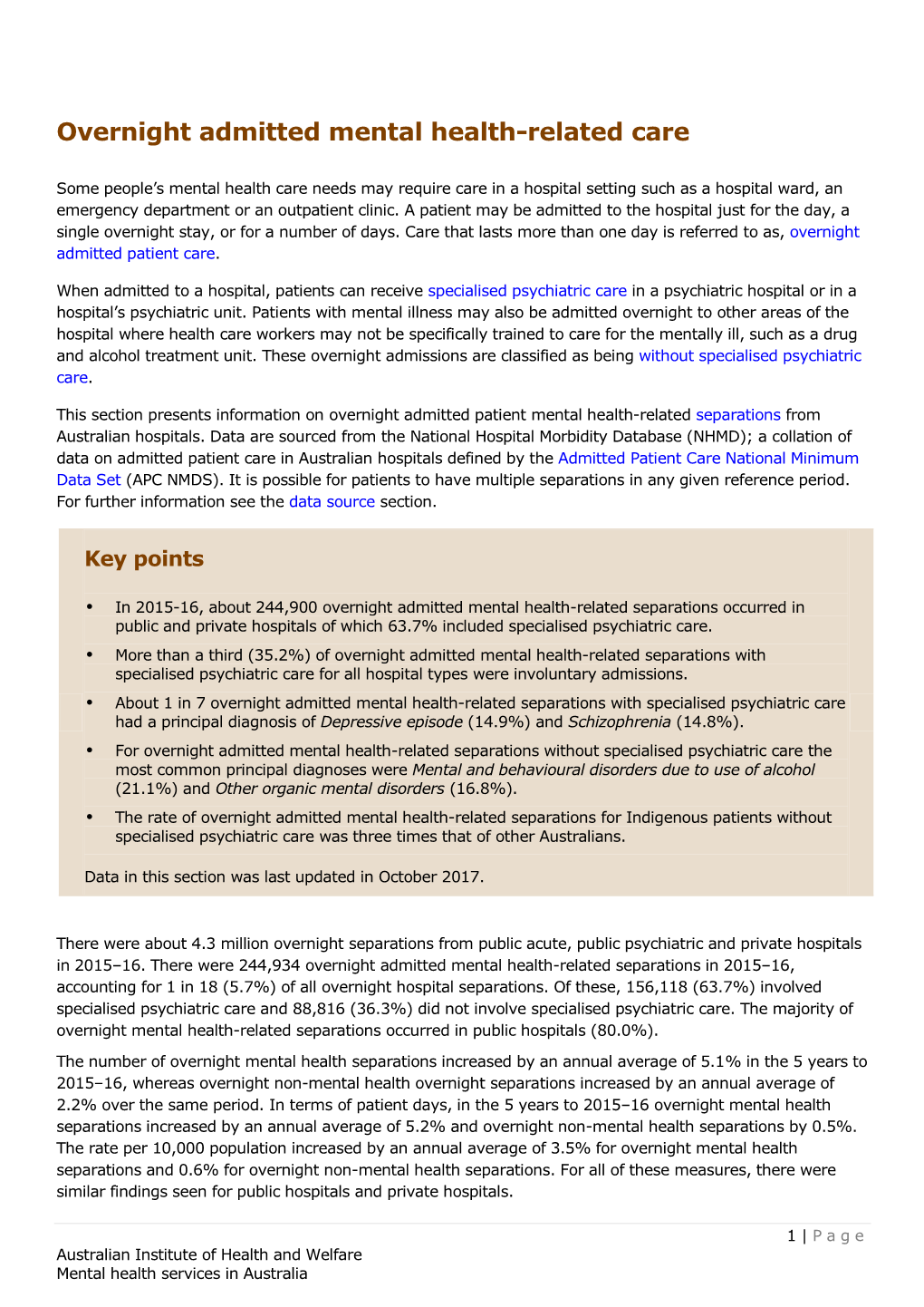 Admitted Patient Mental Health-Related Care Table ON.14 (470KB XLS)