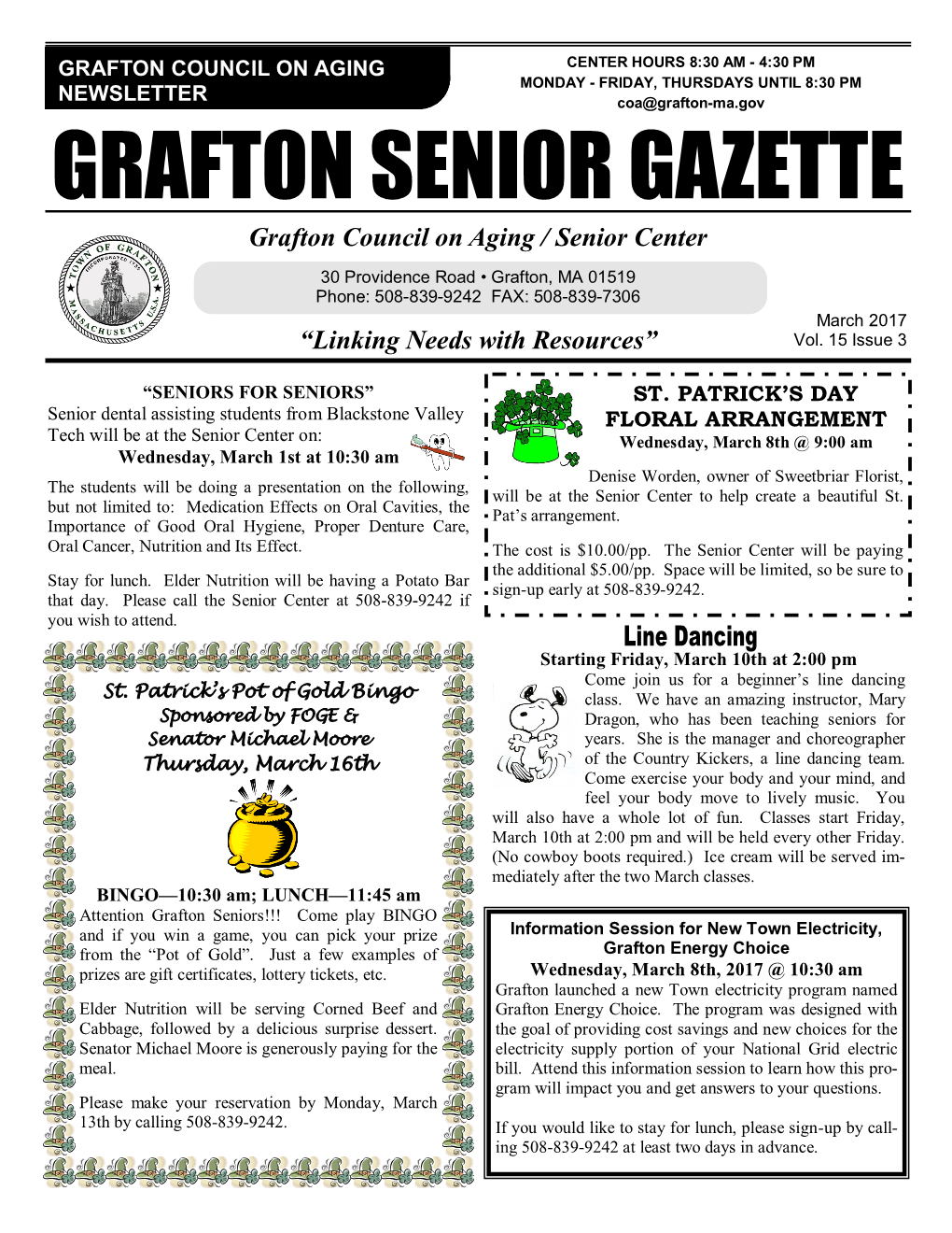 GRAFTON SENIOR GAZETTE Grafton Council on Aging / Senior Center