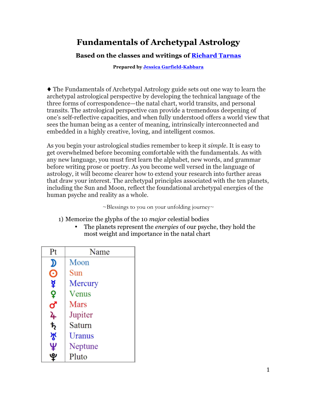 Fundamentals of Archetypal Astrology Based on the Classes and Writings of Richard Tarnas