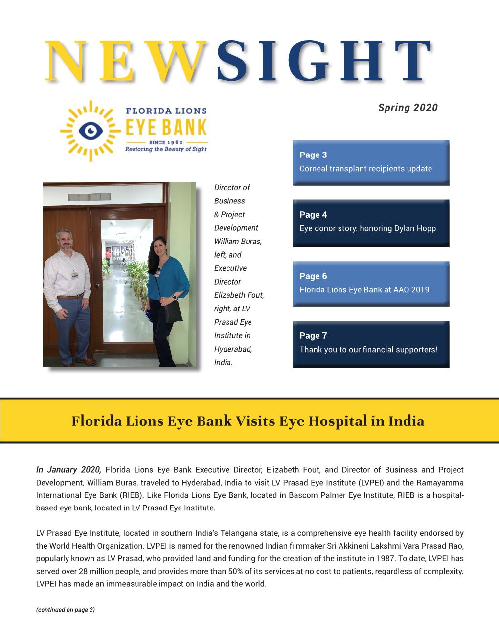 Florida Lions Eye Bank Visits Eye Hospital in India