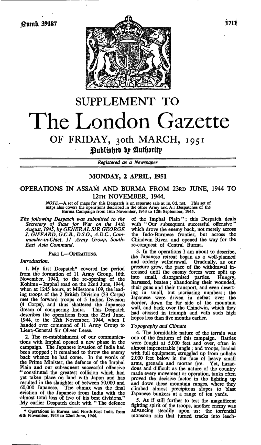 The London Gazette of FRIDAY, 3Oth MARCH, 1951