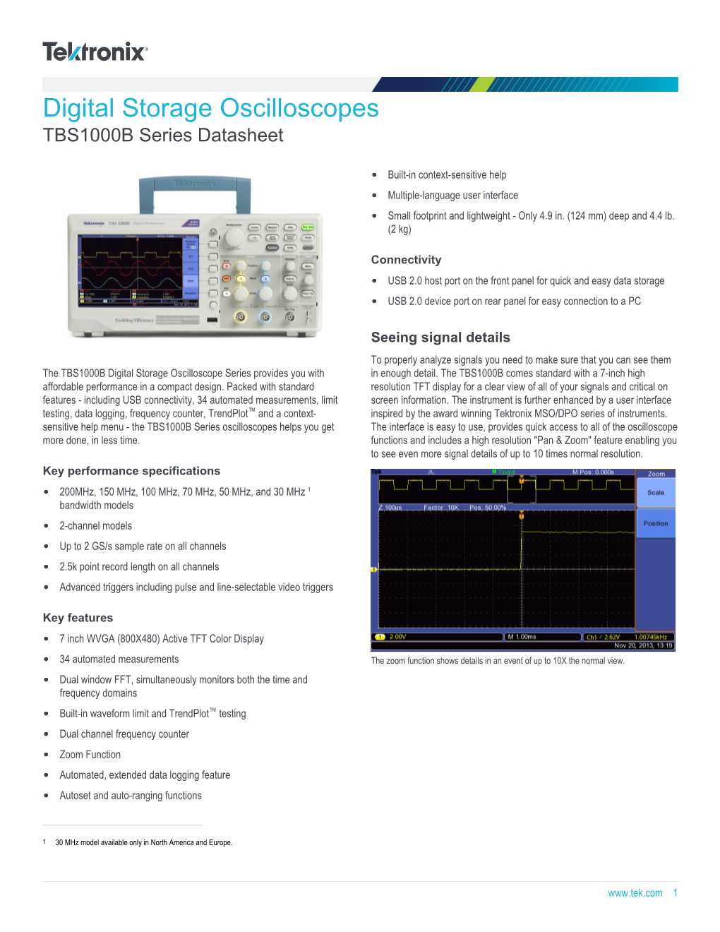TBS1000B Digital Storage Oscilloscope Datasheet