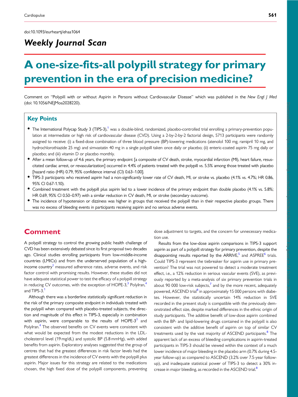 A One-Size-Fits-All Polypill Strategy for Primary Prevention in the Era of Precision Medicine?