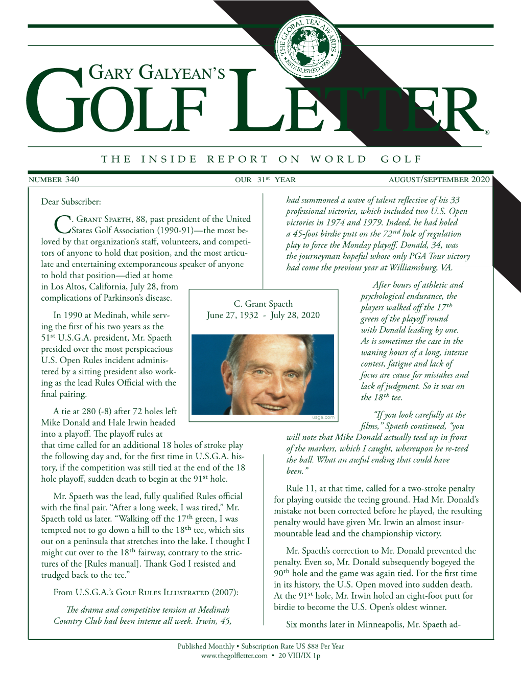 Gary Galyean's Golf Letter