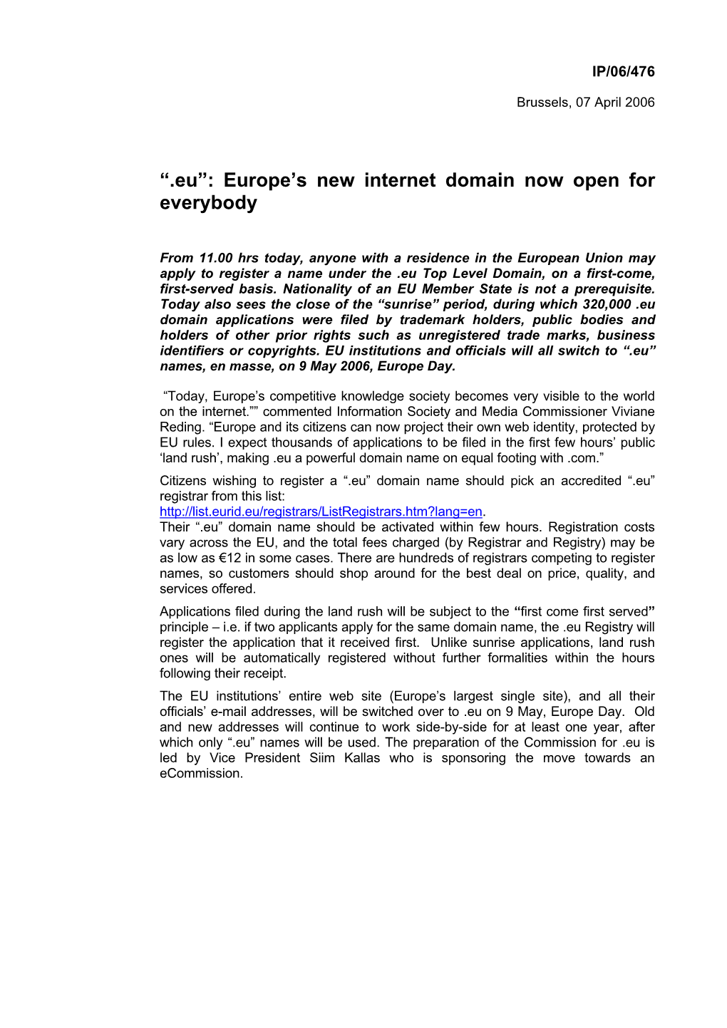 “.Eu”: Europe's New Internet Domain Now Open for Everybody