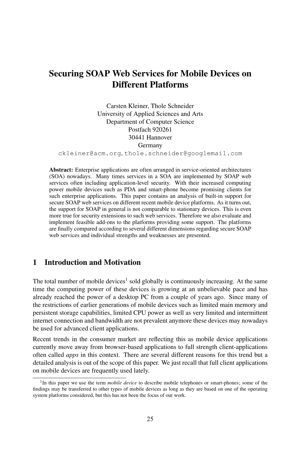 Securing SOAP Web Services for Mobile Devices on Different Platforms