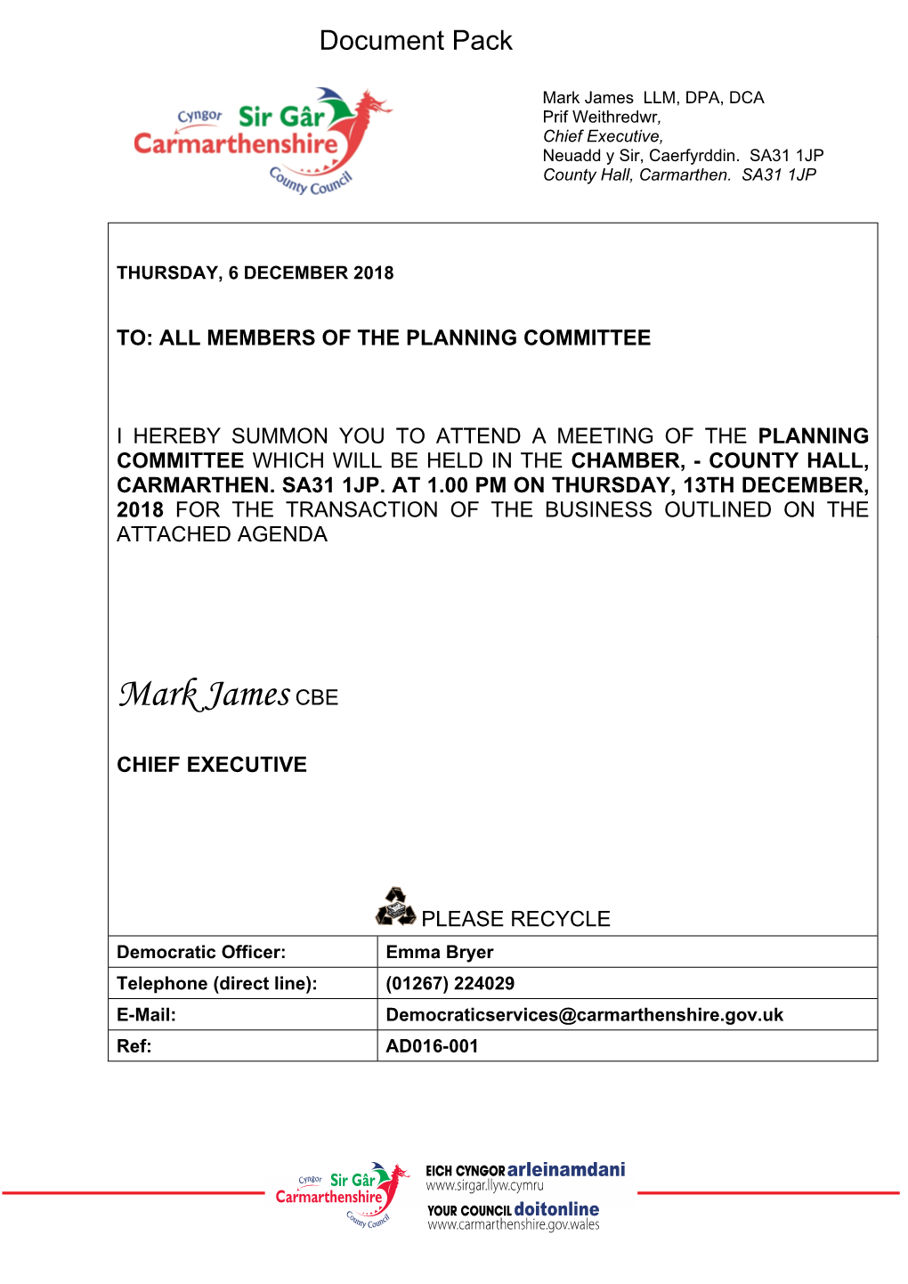(Public Pack)Agenda Document for Planning Committee, 13/12/2018 13:00
