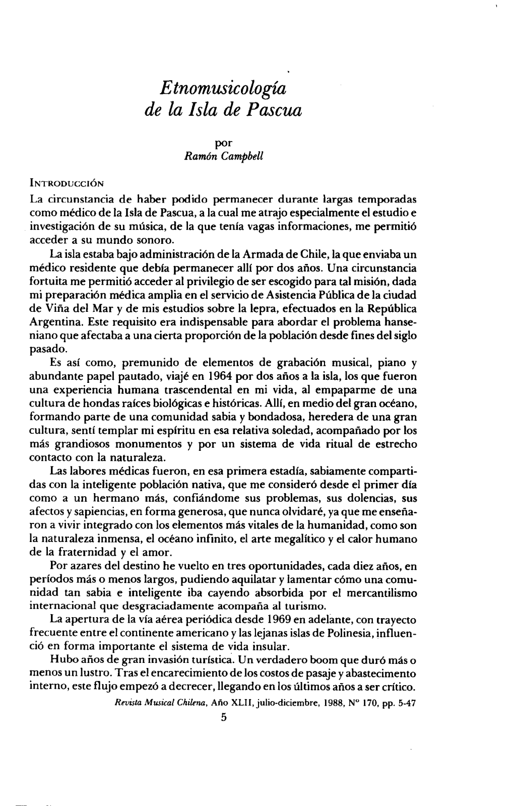 Etnomusicología De La Isla De Pascua