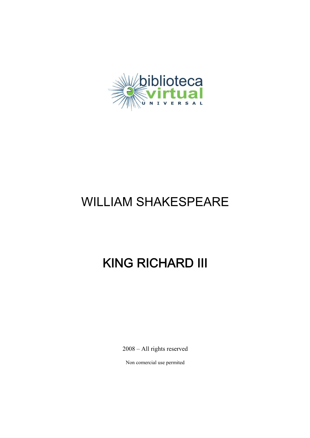 William Shakespeare King Richard