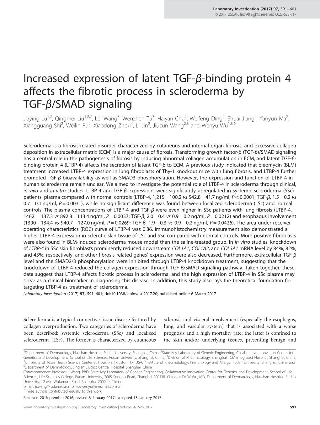 Increased Expression of Latent TGF-&Beta