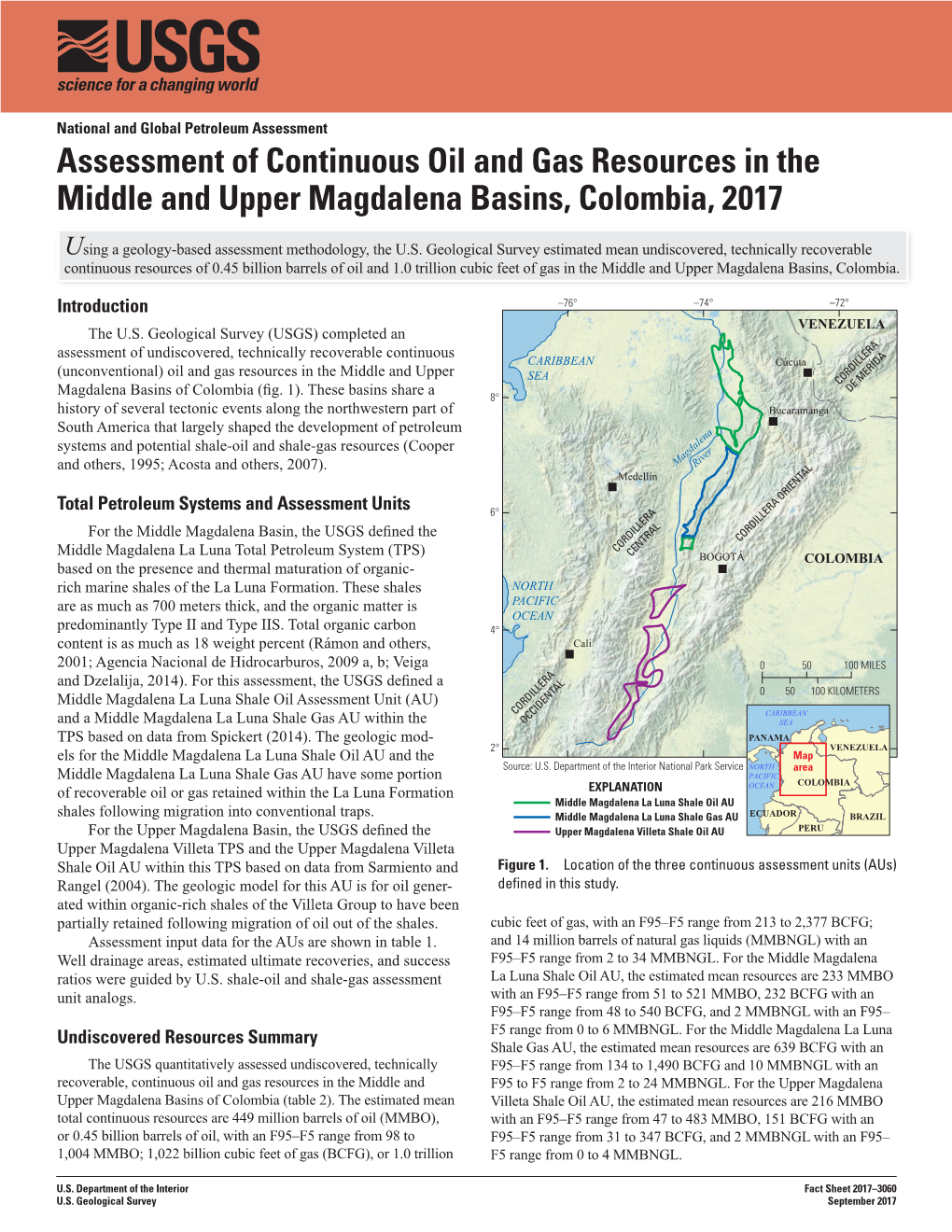 Assessment of Continuous Oil and Gas Resources in the Middle and Upper Magdalena Basins, Colombia, 2017