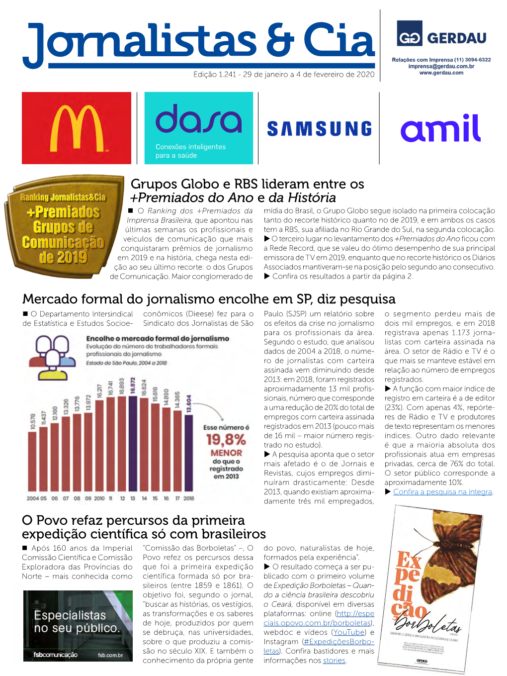 Grupos Globo E RBS Lideram Entre Os +Premiados Do Ano E Da História O