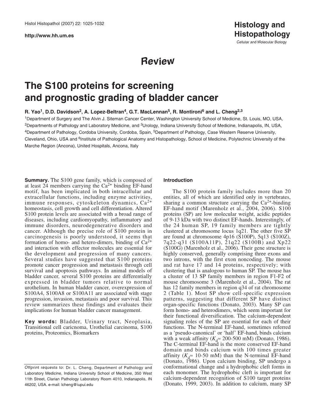 Review the S100 Proteins for Screening and Prognostic Grading