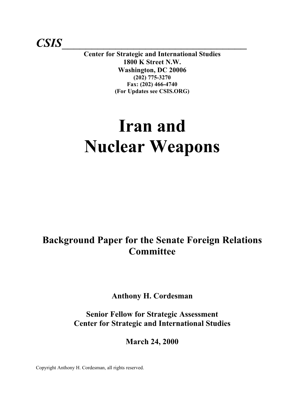 Iran and Nuclear Weapons