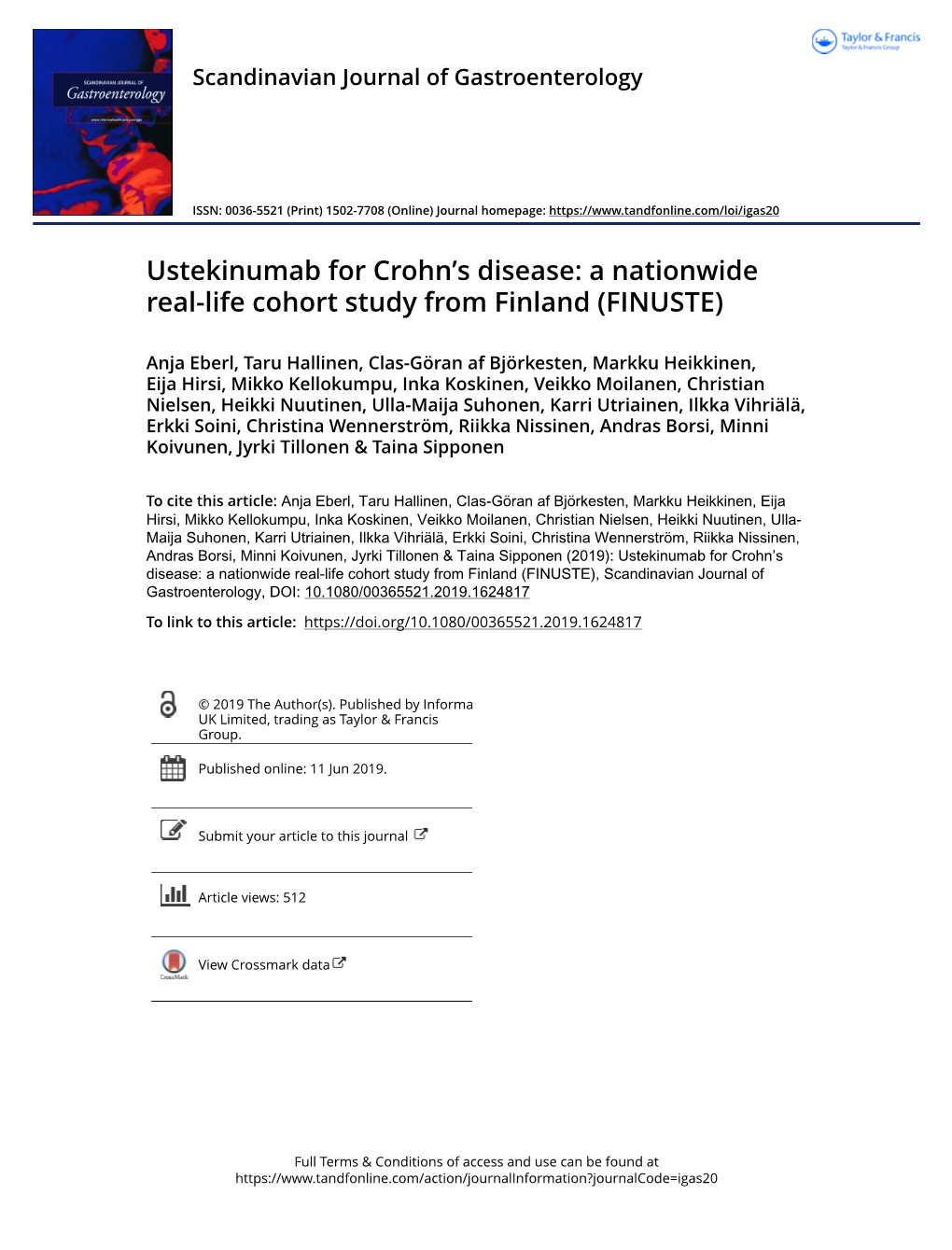 A Nationwide Real-Life Cohort Study from Finland (FINUSTE)