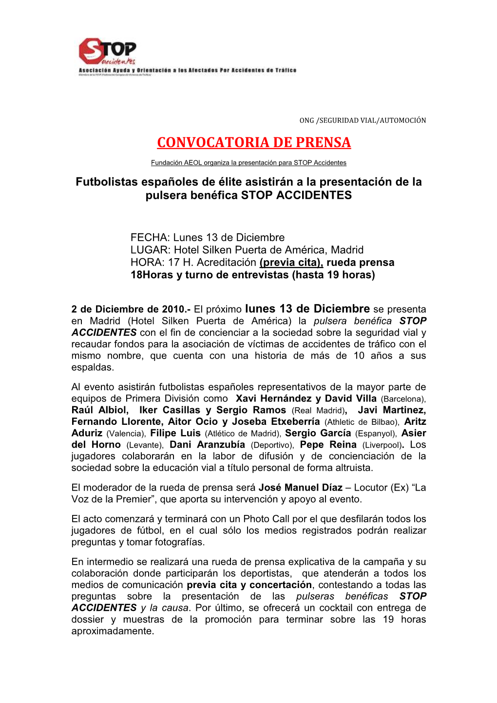 Convocatoria De Prensa